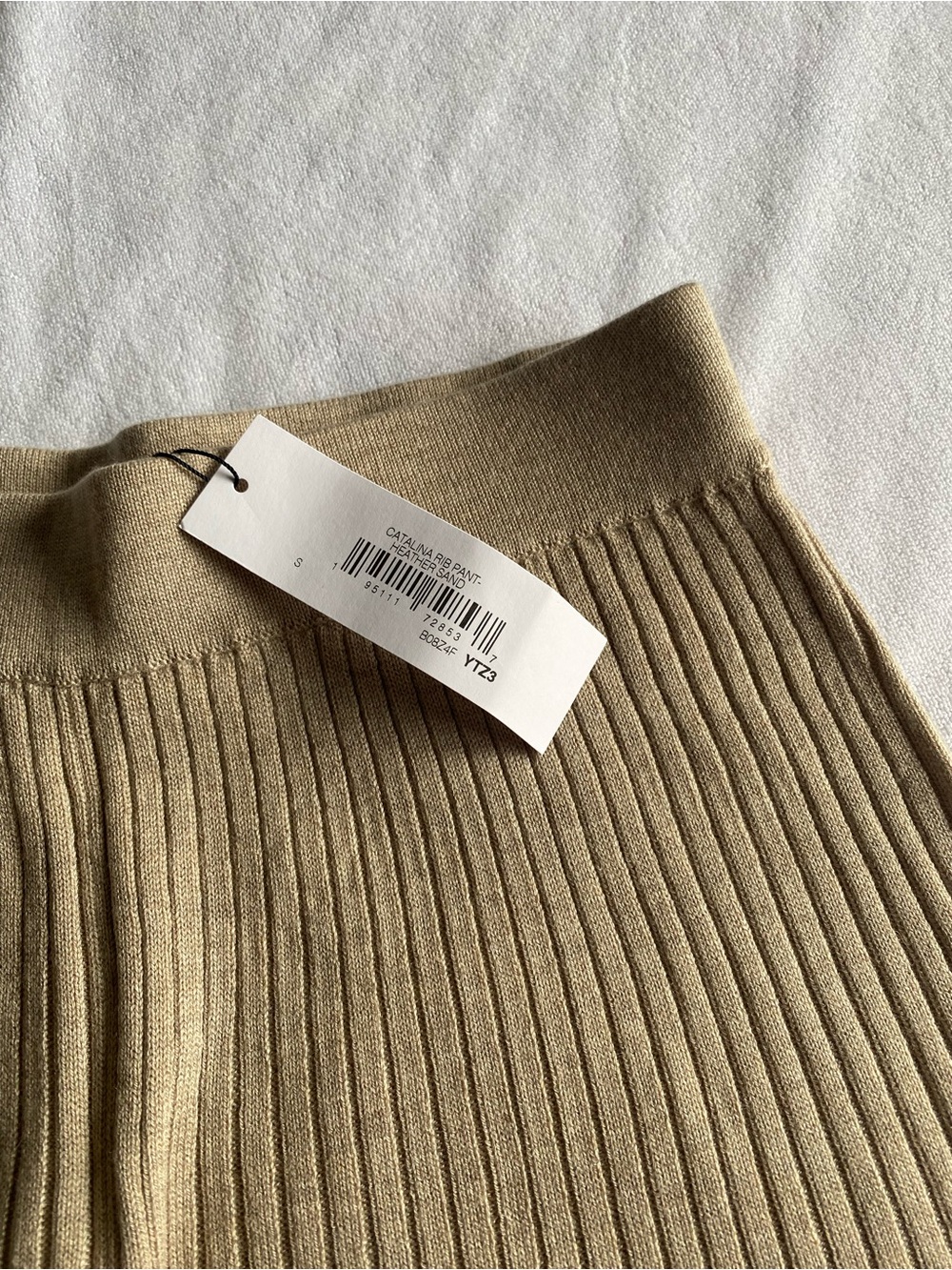 The Drop Catalina Heather Sand Ribbed Sweater Pants Straight Wide Leg Crop 29 in - Picture 5 of 9